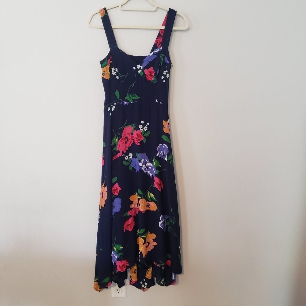 Maeve Anthropologie Womens Floral Babydoll Midi Dress SIZE 2 Hanky Hem Wedding